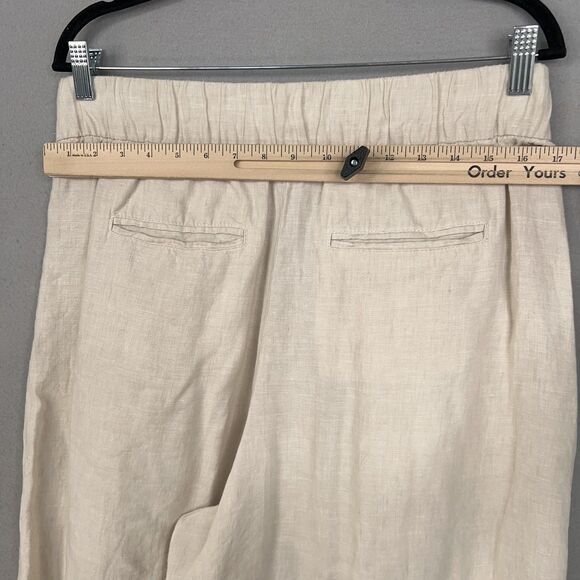 GAP Pants Womens 12 Beige Linen Wide Leg Culottes Cropped Pleated Minimal Resort - Picture 11 of 16